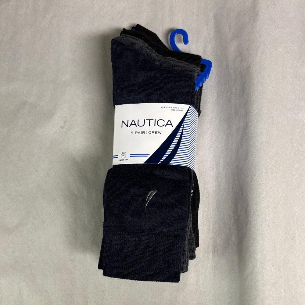 New Nautica Socks Men’s 5 Pair Multicolor Crew Sock Business Casual Dress Active
